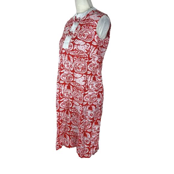 Vintage Evelyn Pearson Dress Frog Button Red White Hawaiian Vacation Size Small - Picture 5 of 9